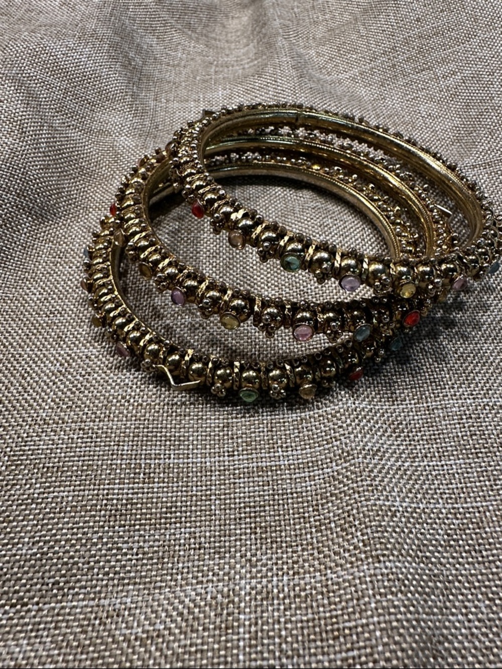 Gold Multicolor Stone Bangle Set - Women Jewelry